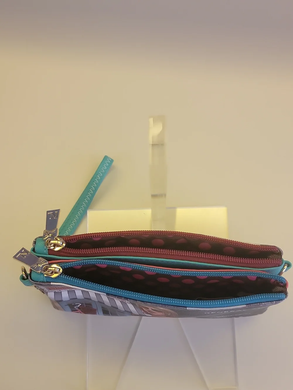 Nicole Lee Turquoise Multi-Panel Printed Wristlet